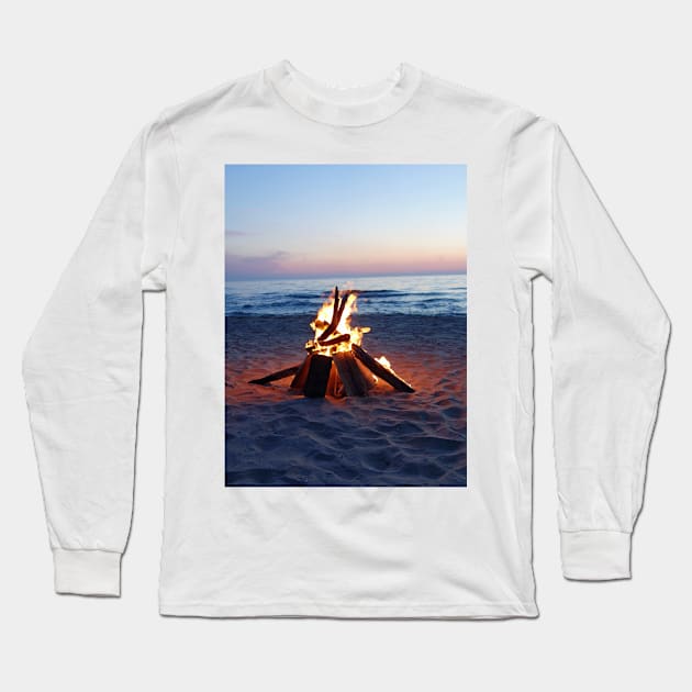 beach campfire Long Sleeve T-Shirt by OKUR Creative